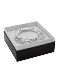 Silver Tone Rectangle Stretch Bracelet Set Box