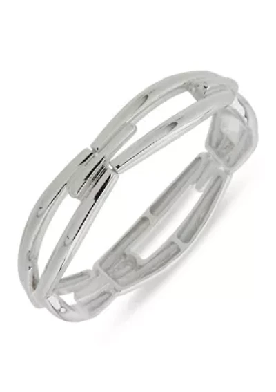 Silver Tone Navette Stretch Bracelet