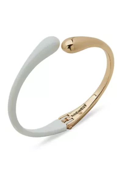 Open Hinge Two Tone Cuff Bracelet