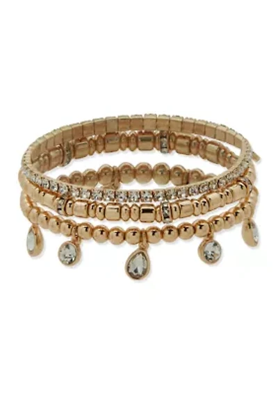 Gold Tone Crystal Stretch Bracelet