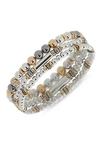 Beaded Tri Tone Pave Bracelet set
