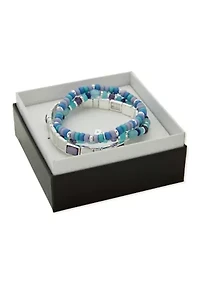 Blue Beaded Stretch Bracelet Set