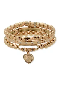 Crystal Heart Charm Bracelet Set
