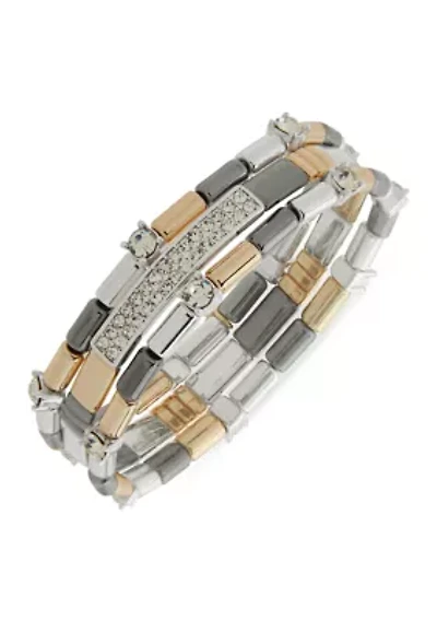 Tri Tone Crystal Bracelet Set