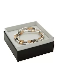 Tri Tone Crystal Bracelet Set