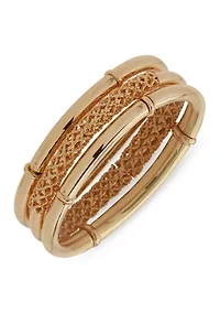  Chain Detail Gold Tone Stretch Bracelet Set