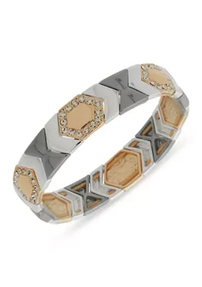 Tri Tone Crystal Stretch Bracelet