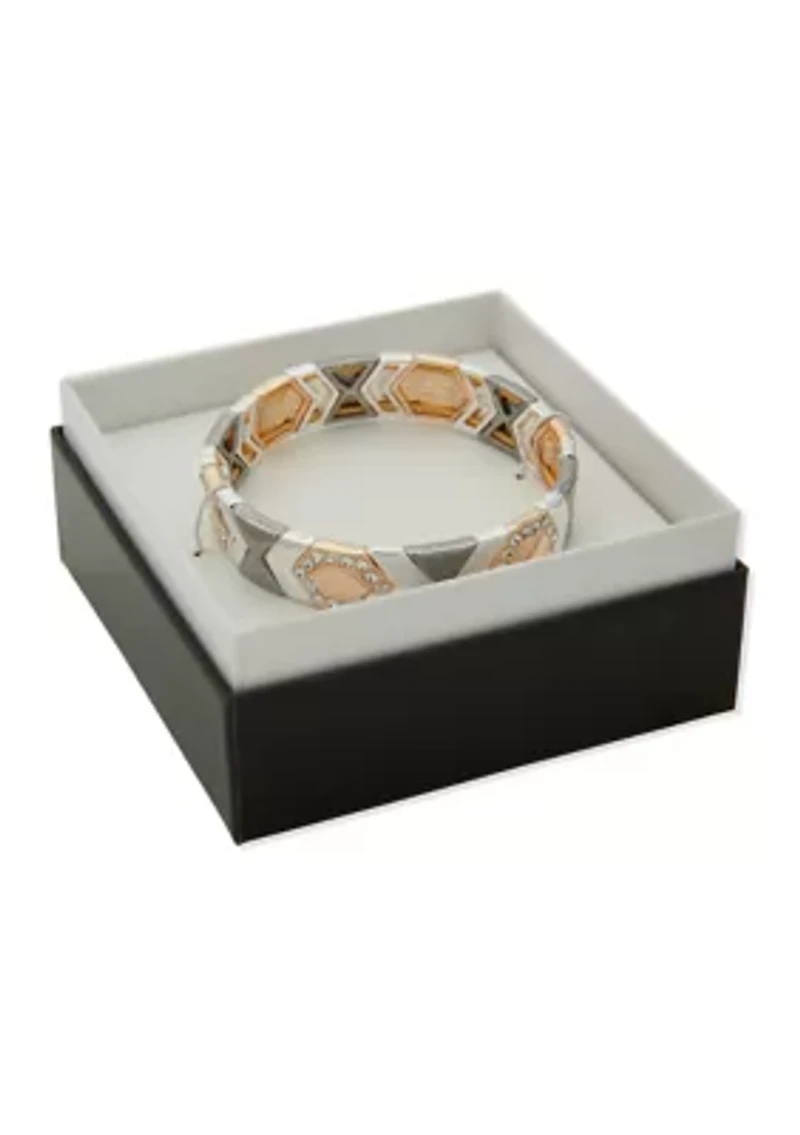 Tri Tone Crystal Stretch Bracelet