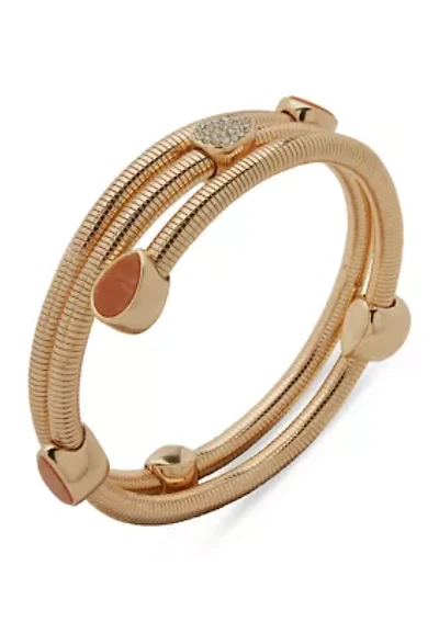 Gem Gold Tone Coil Bracelet