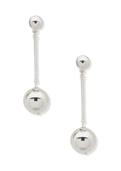 Silver Tone Crystal Linear Drop Earrings