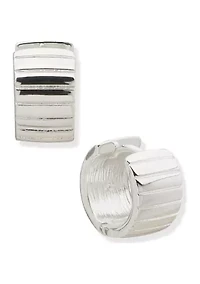 Silver Tone 13 Millimeter Wide Huggie Earrings
