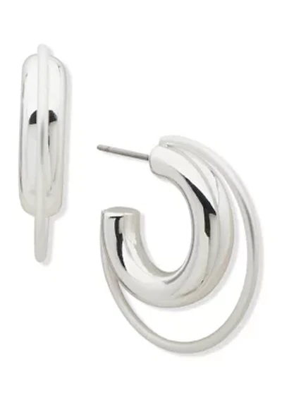 Silver Tone 25 Millimeter Orbital Hoop Earrings