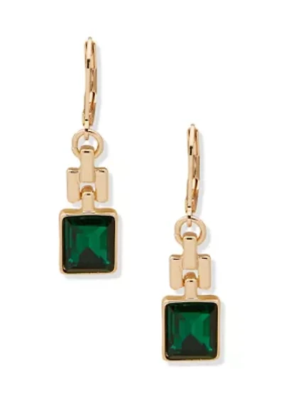 Stone Drop Lever Back Earrings