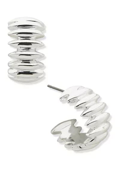 Silver Tone 22 Millimeter Marquise Hoop Earrings