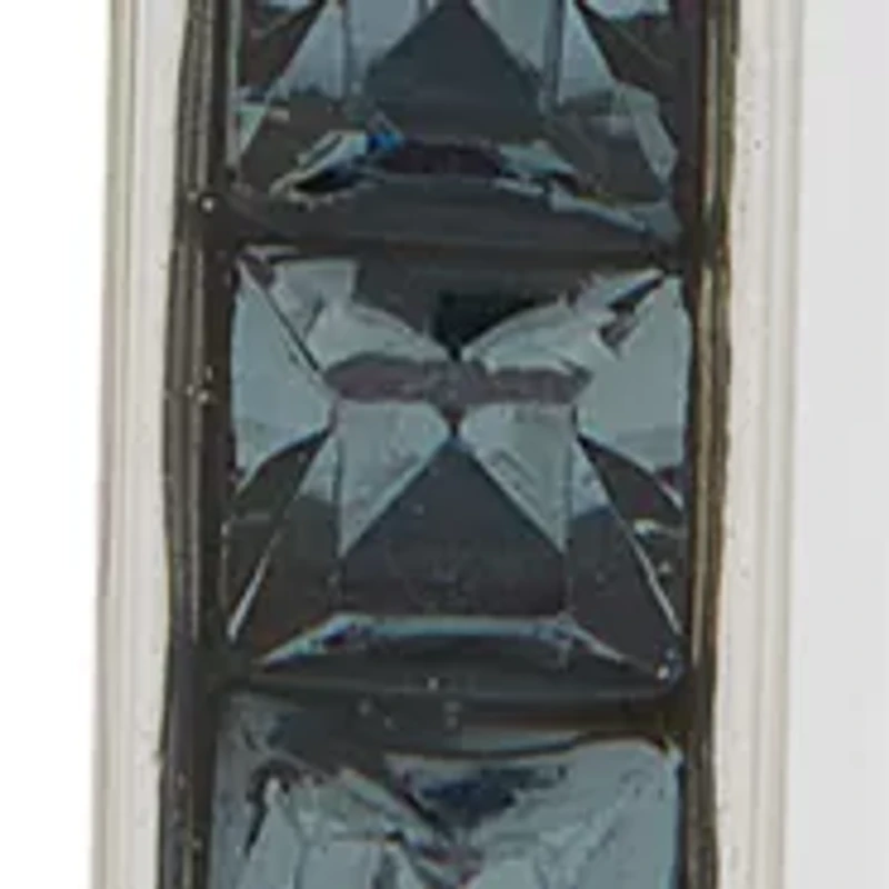 Silver Tone Denim Blue Bar Drop Lever Back Earrings