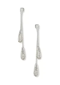 Silver Tone Crystal Pavé Drop Front Back Post Earrings