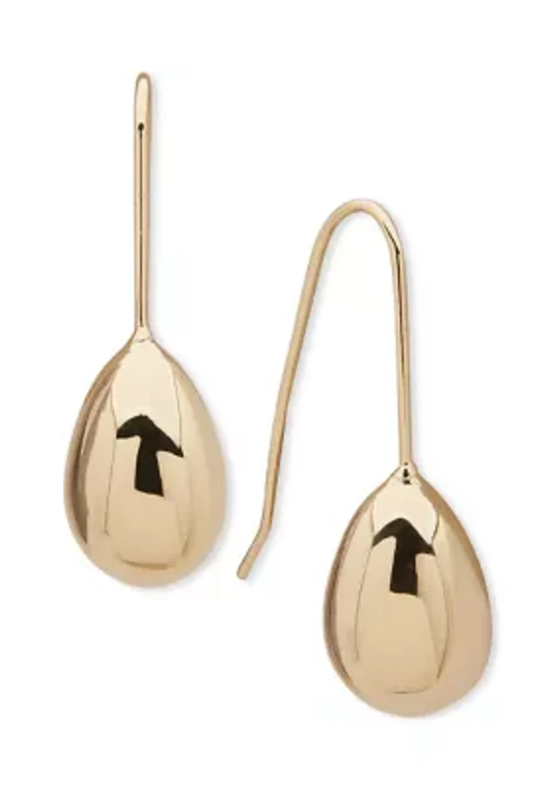 Silver Tone Puffy Stud Threader Earrings