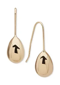 Silver Tone Puffy Stud Threader Earrings