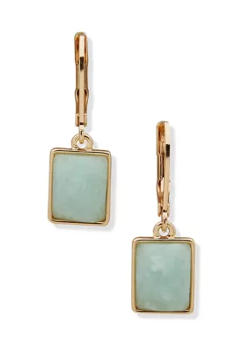 Square Stone Drop Earrings