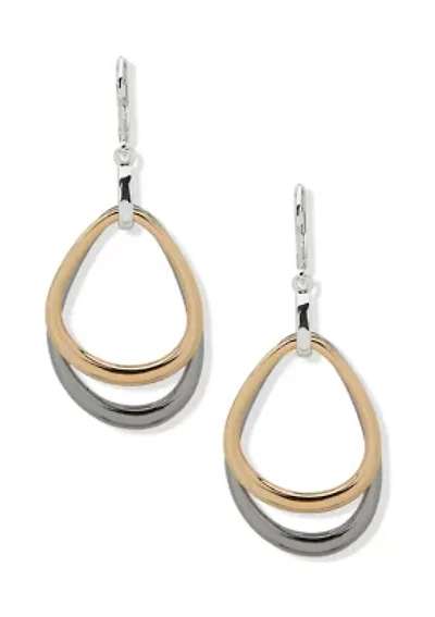 Tri Tone Multi Open Teardrop Earrings
