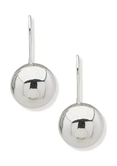 Silver Tone Puffy Ball Threader Earrings