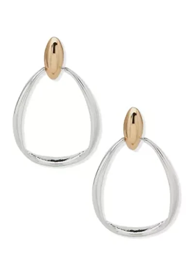 Two Tone Multi Twisted Doorknocker Earrings