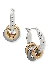Tri Tone Multi Hoop Click Top Earrings
