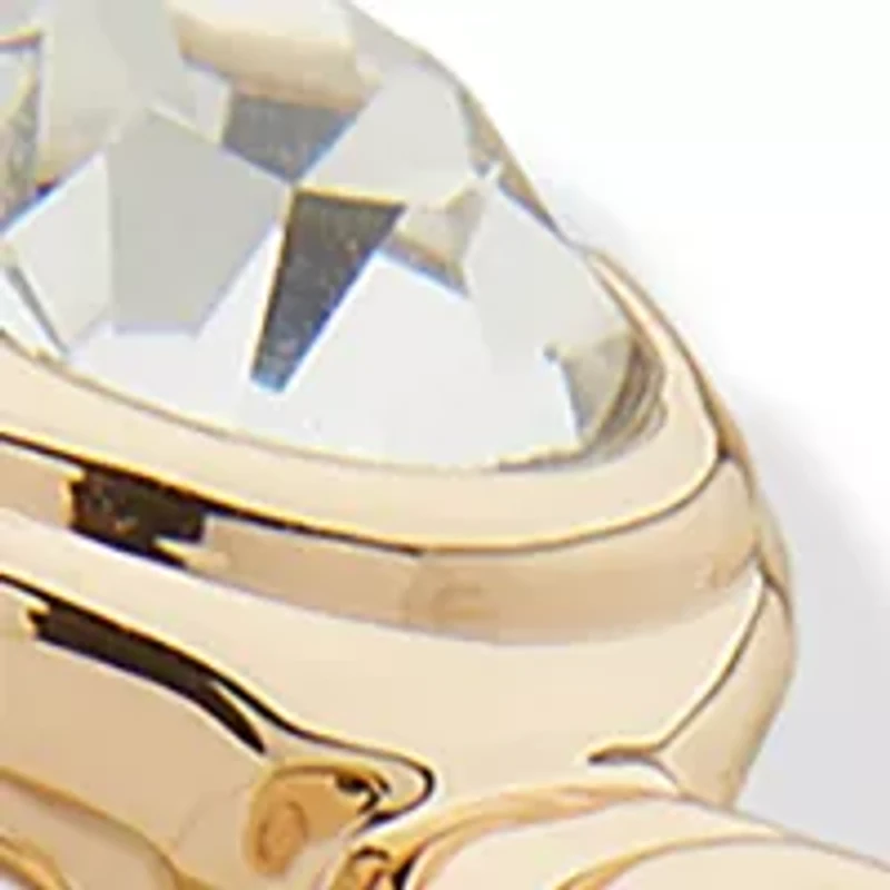 Gold Tone Crystal 34 Millimeter Stone C Hoop Earrings