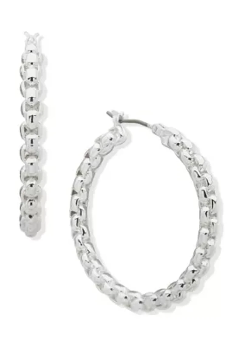 Silver Tone 39 Millimeter Chain Hoop Earrings