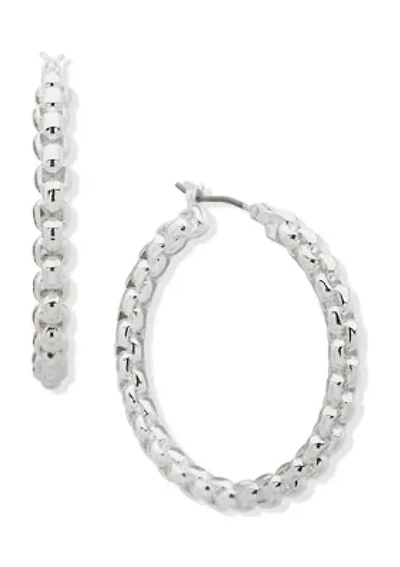 Silver Tone 39 Millimeter Chain Hoop Earrings