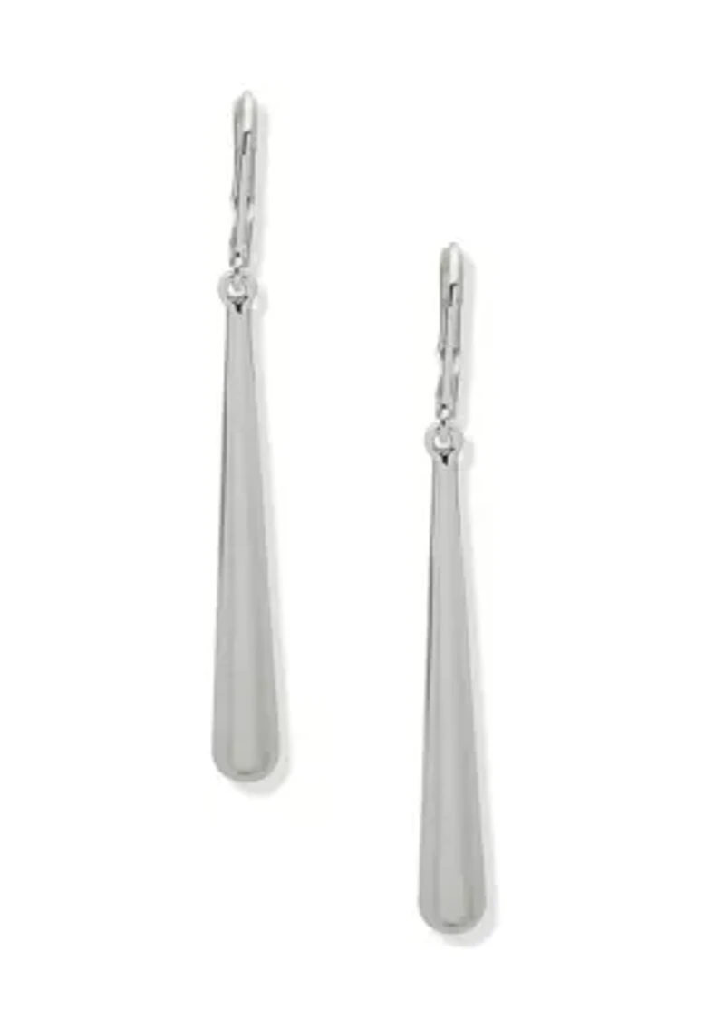 Silver Tone Puffy Linear Lever Back Earrings