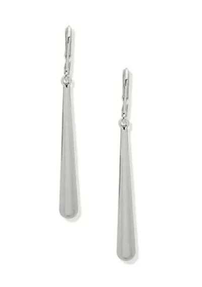 Silver Tone Puffy Linear Lever Back Earrings