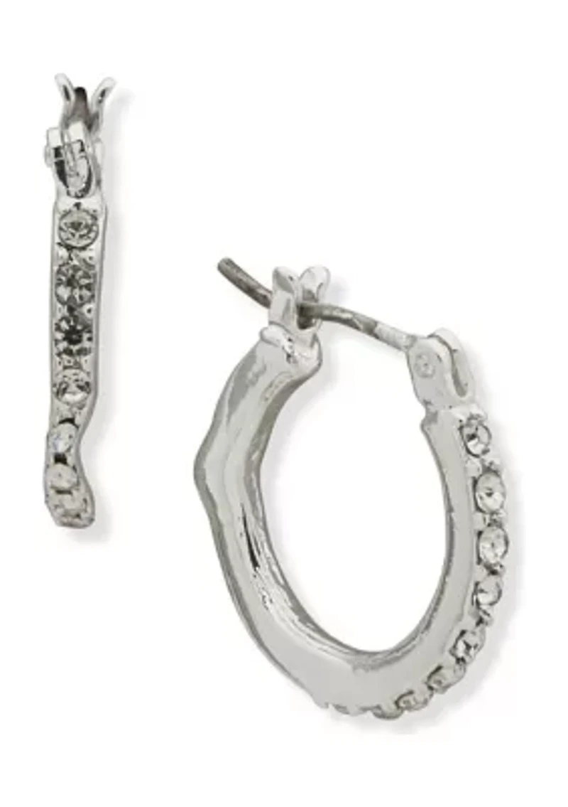 Silver Tone 16 Millimeter Small Click Top Hoop Earrings