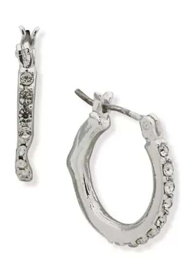 Silver Tone 16 Millimeter Small Click Top Hoop Earrings
