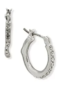 Silver Tone 16 Millimeter Small Click Top Hoop Earrings