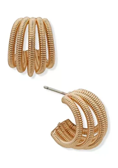 Gold Tone 17 Millimeter Coil Hoop Post Earrings