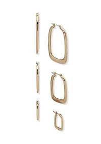 Trio Squared Hoop Earrings Set