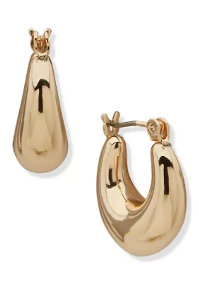 Gold Tone 18 Millimeter Puffy Hoop Earrings