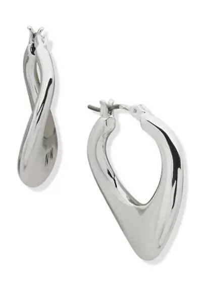 Silver Tone 25 Millimeter Twist Hoop Earrings