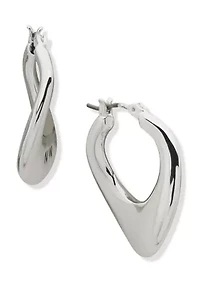 Silver Tone 25 Millimeter Twist Hoop Earrings