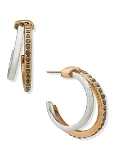 Tri Tone 26 Millimeter Double Hoop Earrings