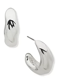 Silver Tone 26 Millimeter Molten C Hoop Earrings