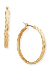 Gold Tone 30 Millimeter Twisted Hoop Earrings