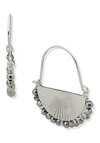 Silver Tone 34 Millimeter Fan Hoop Earrings