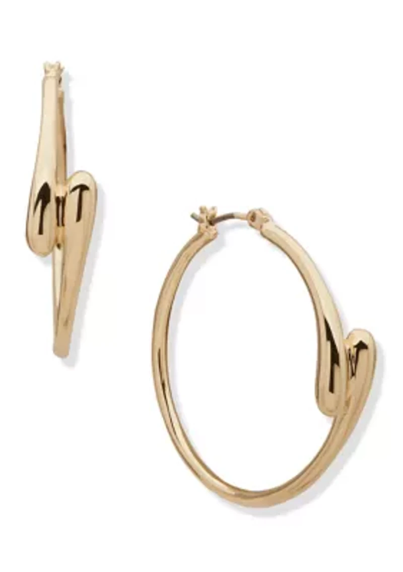 Gold Tone 36 Millimeter Overlap Hoop Earrings