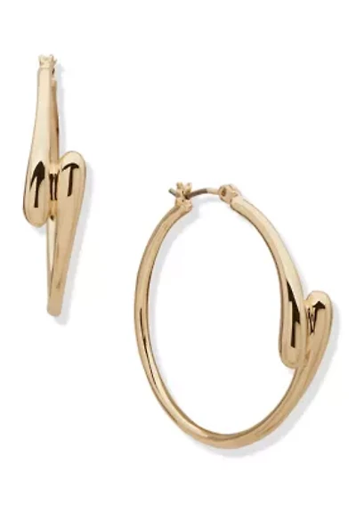 Gold Tone 36 Millimeter Overlap Hoop Earrings