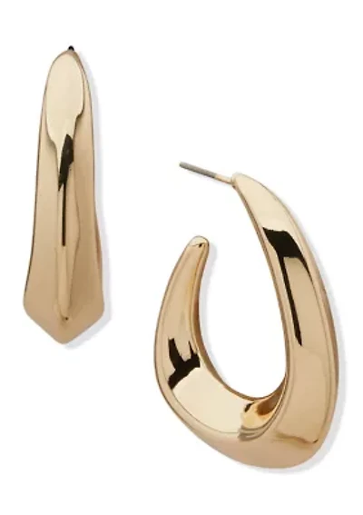 Gold Tone 37 Millimeter Puffy Hoop Earrings