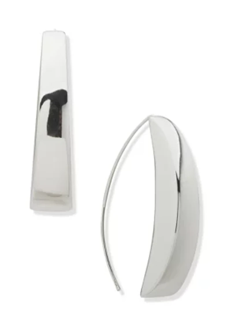 Bar Threader Silver Tone Earrings