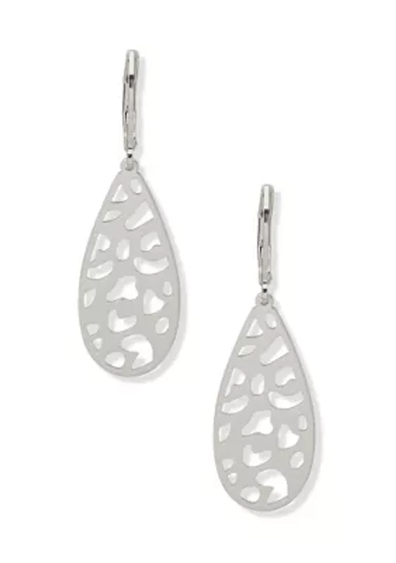 Silver Tone Leopard Teardrop Earrings