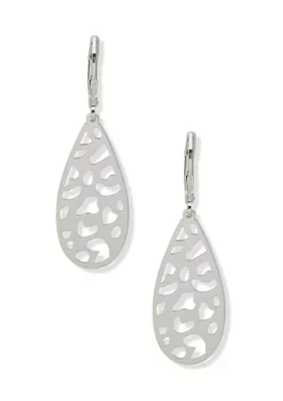 Silver Tone Leopard Teardrop Earrings